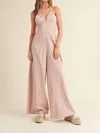 Miou Muse Washed Cotton Jumpsuit In Pink In Pink