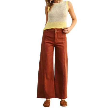 Miou Muse Washed Stretch Pants In Terracota In Brown