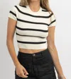 MIOU MUSE WEDNESDAY BOLD STRIPE TOP IN WHITE