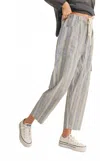 Miou Muse Weekend Vibes Relaxed Pants In Blue/white Stripes In Gray