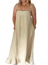 Miou Muse Whisper Embroidered Gauze Knit Maxi Dress In Beige In Nude
