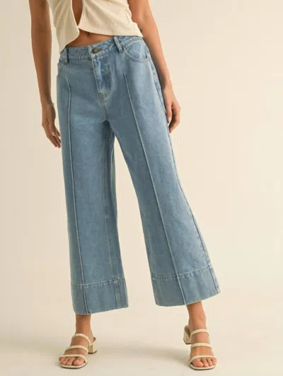 Miou Muse Wide Hem Jeans In Denim