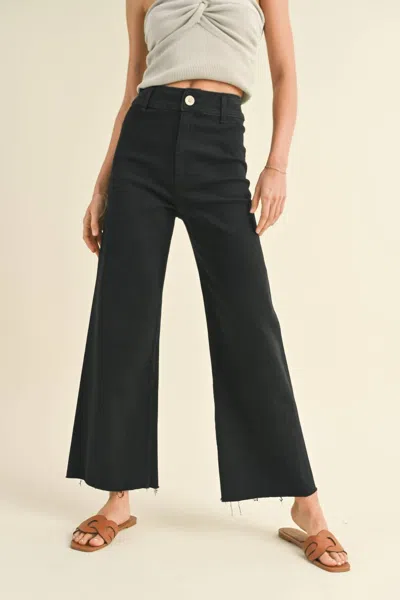 Miou Muse Wide Leg Denim Pants In Fade Black