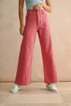 Miou Muse Wide Leg Denim Pants In Rose In Pink