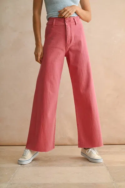 Miou Muse Wide Leg Denim Pants In Rose In Pink