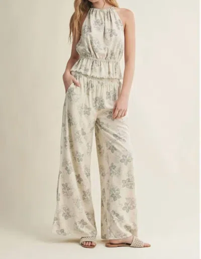 Miou Muse Wide Leg Palazzo Pants In Grey Print In Neutral