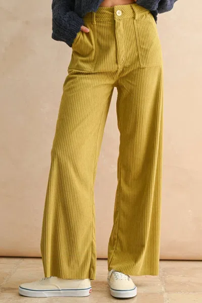 Miou Muse Wilder Cord Pant In Lemongrass In Yellow