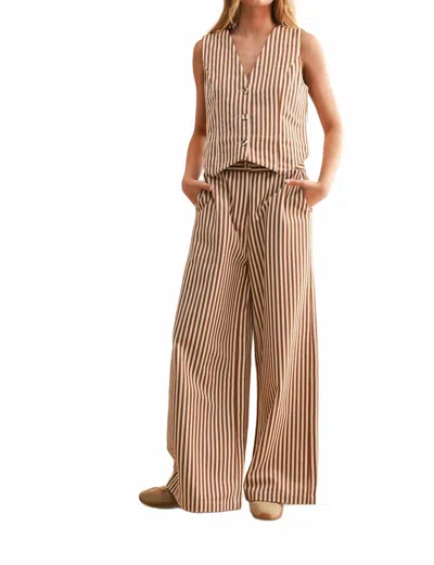 Miou Muse Women's Aperol Button Vest In Striped In Brown