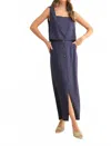 Miou Muse Women's Button And Slit Front Long Skirt In Navy In Blue