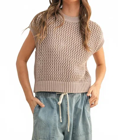 Miou Muse Women's Crochet Knitted Top In Stone In Neutral
