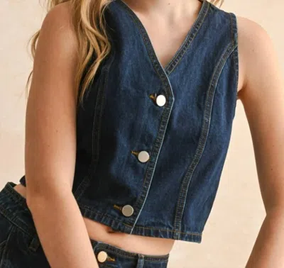 Miou Muse Women's Danny Vest In Denim In Multi