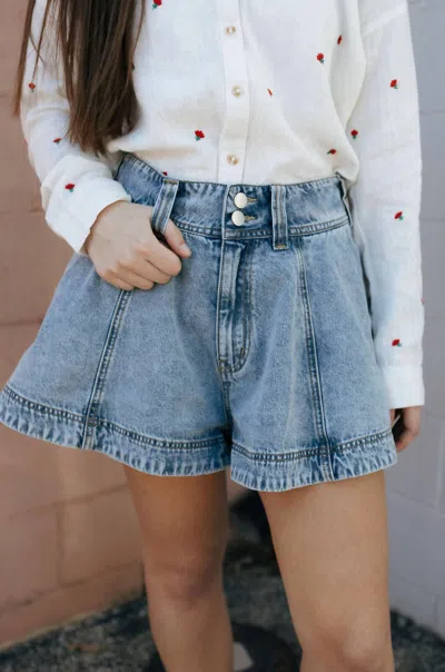 Miou Muse Women's Denim Shorts In Washed Denim In Blue