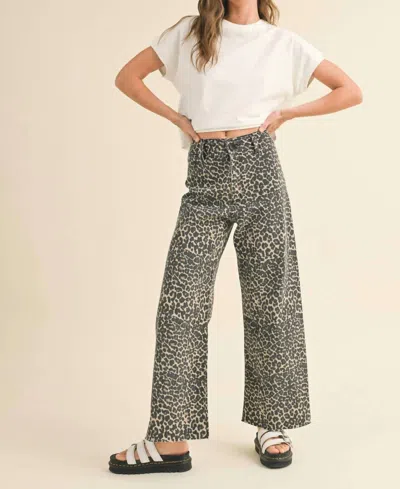 Miou Muse Kalie Printed Pants In Leopard In Gray