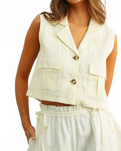 Miou Muse Women's Linen Cargo Vest In Off White