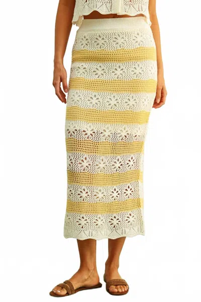 Miou Muse Women's Midi Skirt In Lemon Cream In Multi