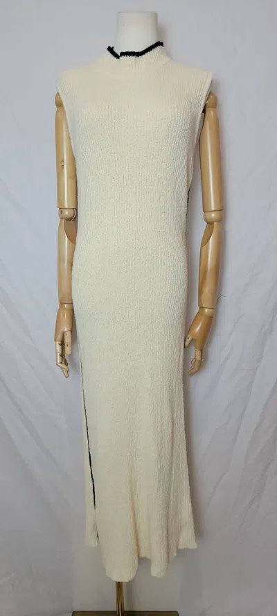 Miou Muse Women's Rib Knitted Long Dress In Cream In White