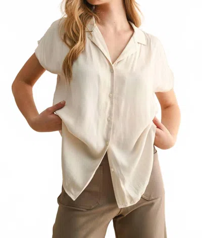 Miou Muse Women's Short Sleeve Top In Cream In White