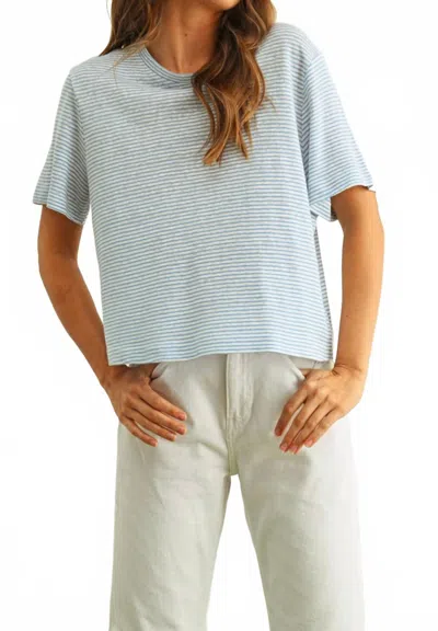 Miou Muse Women's Slub Short Sleeve Tee In Blue Stripe
