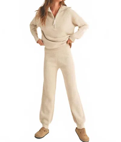 Miou Muse Women's Waffle Jogger And Sweater Set In Oatmeal In Neutral