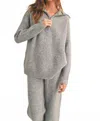 Miou Muse Halsey Half Zip Waffle Sweater In Heather Grey In Gray
