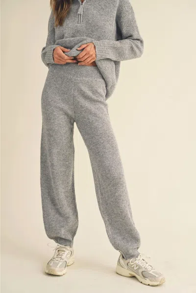 Miou Muse Women's Waffle Sweater Joggers In Grey In Gray
