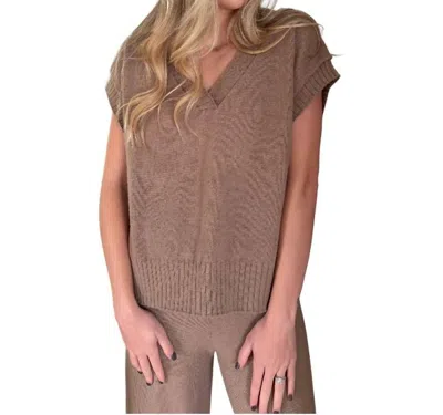 Miou Muse Zoe Knit Sleeveless V-neck Top In Taupe In Brown