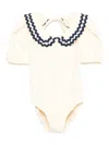 Mipounet Althea Collared Puff-sleeve Swimsuit In White