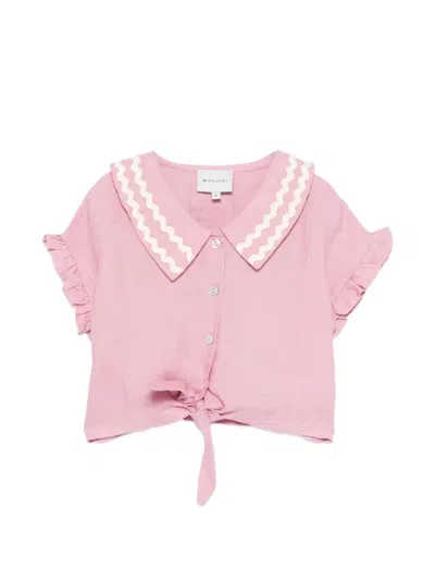 Mipounet Kids' Ruffled Peter Pan Collar Shirt In Pink