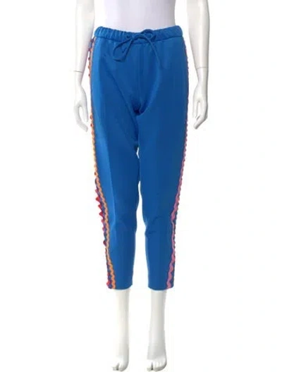 Pre-owned Mira Maktabi Colorblock Pattern Skinny Leg Pants In Blue