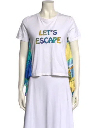 Pre-owned Mira Maktabi Graphic Print Crew Neck T-shirt In White