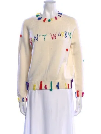 Pre-owned Mira Maktabi Merino Wool Graphic Print Sweater In Neutral