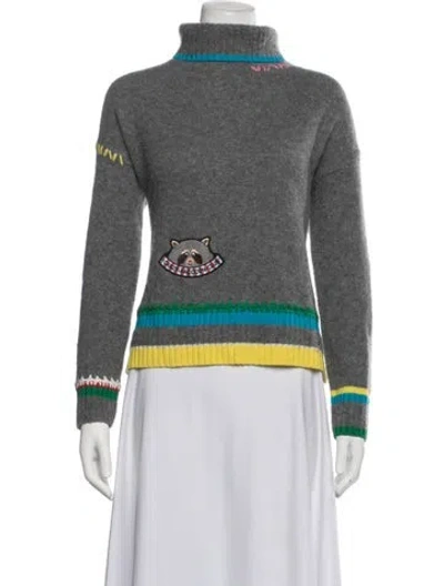 Pre-owned Mira Mikati Cashmere Graphic Print Sweater In Grey