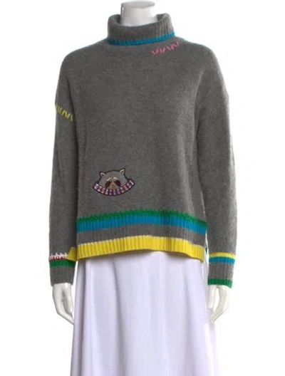 Pre-owned Mira Mikati Cashmere Printed Sweater In Gray