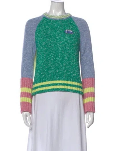 Pre-owned Mira Mikati Colorblock Pattern Crew Neck Sweater In Blue