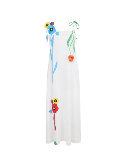 Mira Mikati Crochet-flower Midi Dress In White