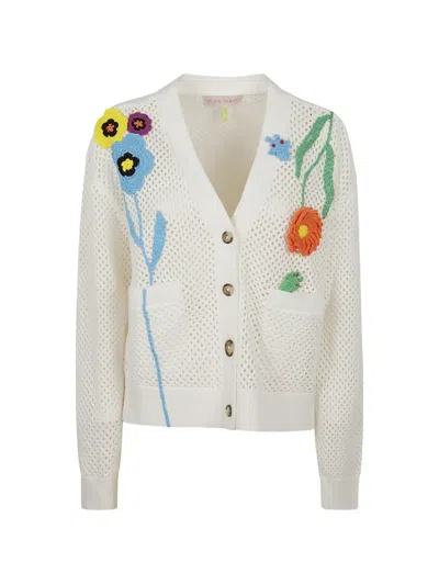 Mira Mikati Crochet-patch Open-knit Cardigan In White