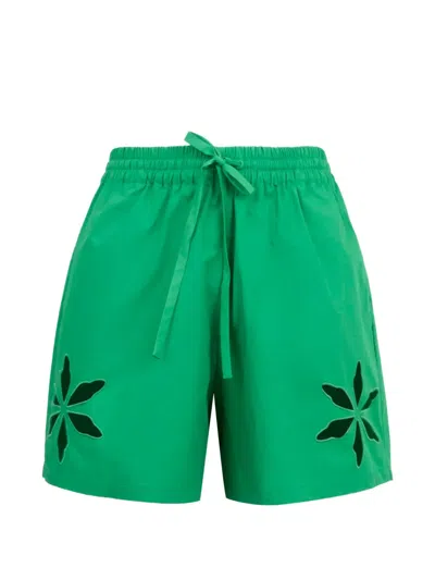 Mira Mikati Cut-out Floral Shorts In Green