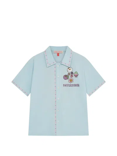 Mira Mikati Embroidered Short-sleeve Shirt In Blue