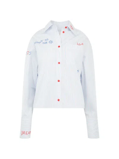 Mira Mikati Embroidered Striped Shirt In White
