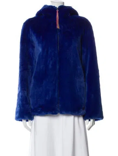 Pre-owned Mira Mikati Faux Fur Jacket In Blue