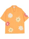 Mira Mikati Floral-embroidered Cotton Shirt In 橘色