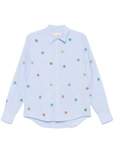 Mira Mikati Floral-embroidered Shirt In Blue