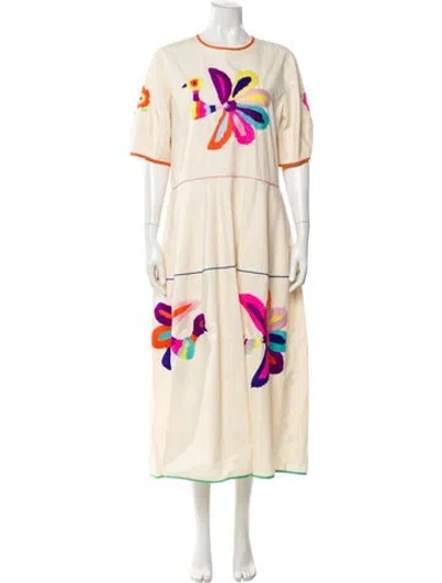 Pre-owned Mira Mikati Floral Print Long Dress In Neutral