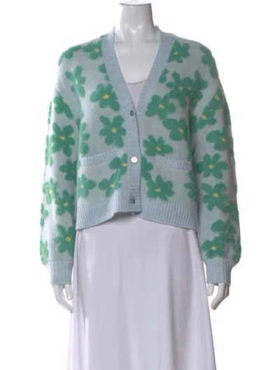 Pre-owned Mira Mikati Floral Print V-neck Sweater In Multi