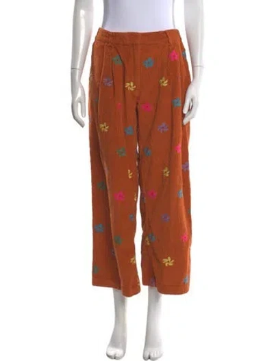 Pre-owned Mira Mikati Floral Print Wide Leg Pants In Orange