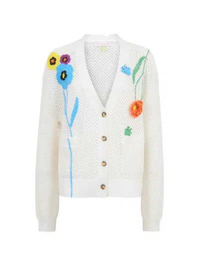 Mira Mikati Flower-crochet Cardigan In White