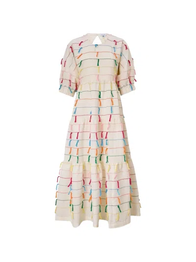 Mira Mikati Fringed Midi Dress In Multi