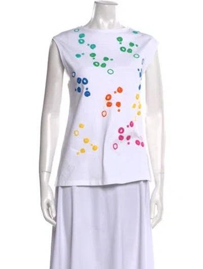 Pre-owned Mira Mikati Graphic Print Bateau Neckline Top In Neutral