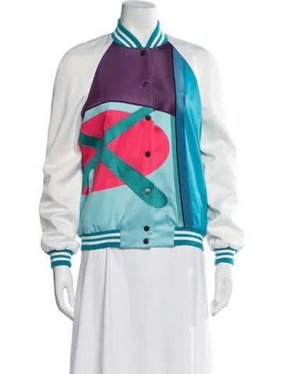 Pre-owned Mira Mikati Graphic Print Bomber Jacket In White