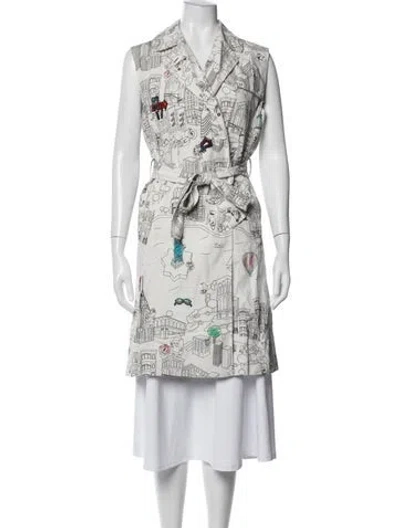 Pre-owned Mira Mikati Graphic Print Coat In White